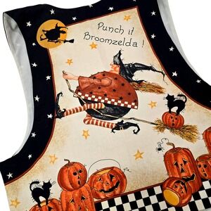 Halloween Witch Vest Vintage Handmade Sleeveless Top Punch It Broomzelda Costume